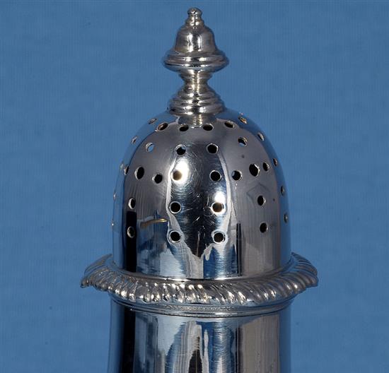 A silver sugar caster, by Richard Woodman Burbridge Height 6 ¼/155mm Weight: 7 ½ oz/210grms